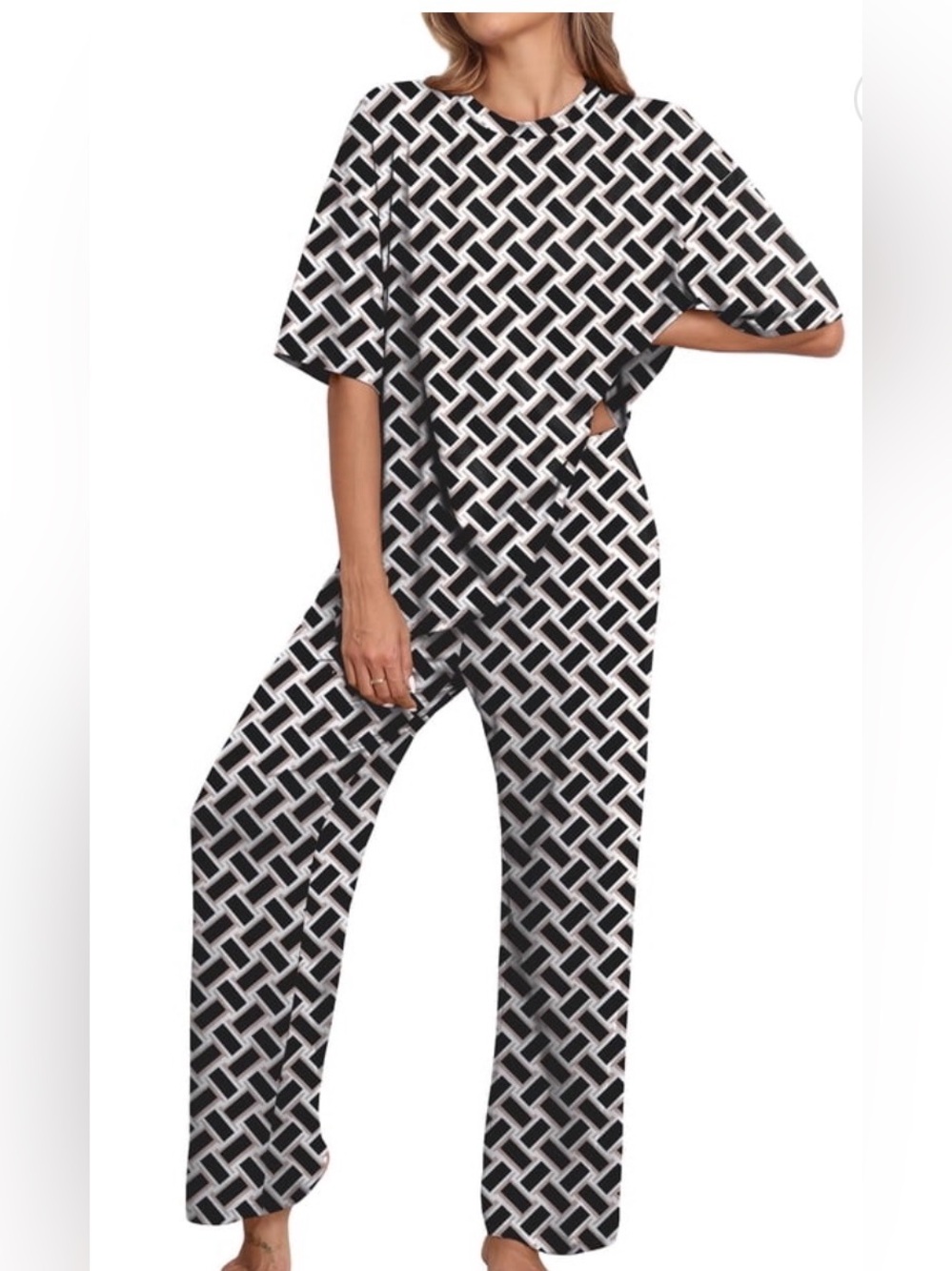 Black and White Geometric Two-Piece Set